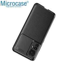 Microcase Xiaomi 12X Maxy Serisi Carbon Fiber Silikon TPU Kılıf - Siyah