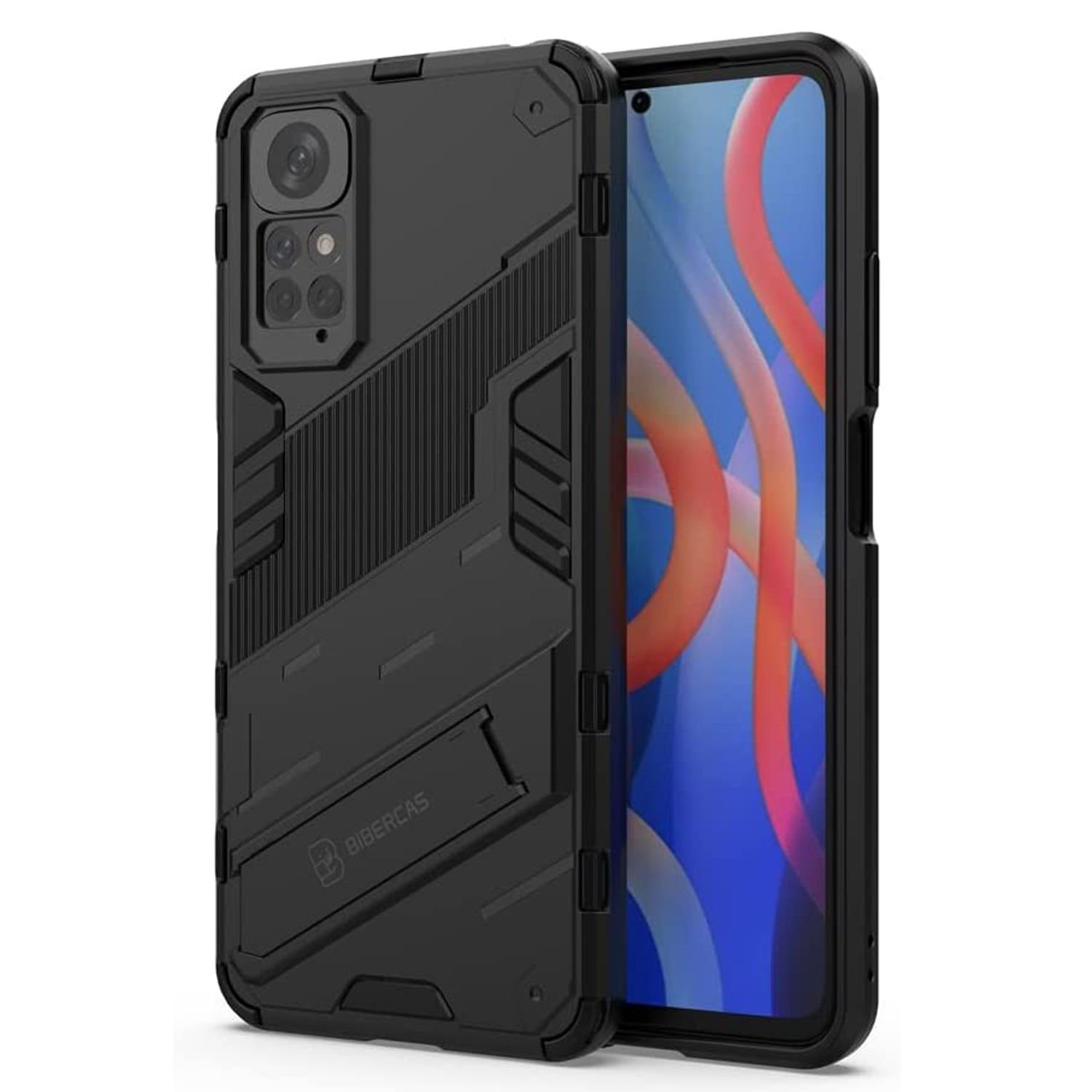 Microcase Xiaomi Redmi Note 11S - Note 11 Global Matrix Serisi Armor Standlı Kılıf - Siyah AL3416