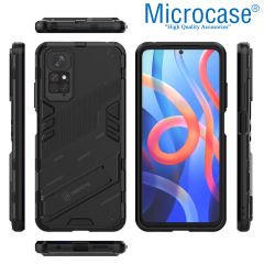 Microcase Xiaomi Redmi Note 11S - Note 11 Global Matrix Serisi Armor Standlı Kılıf - Siyah AL3416