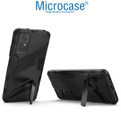 Microcase Xiaomi Redmi Note 11S - Note 11 Global Matrix Serisi Armor Standlı Kılıf - Siyah AL3416
