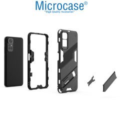 Microcase Xiaomi Redmi Note 11S - Note 11 Global Matrix Serisi Armor Standlı Kılıf - Siyah AL3416