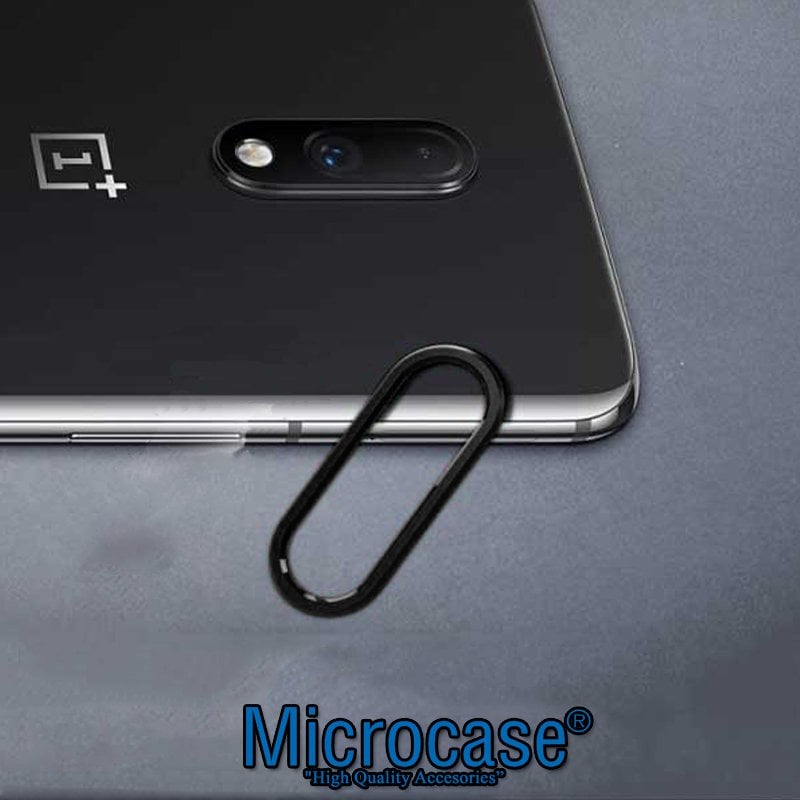 Microcase OnePlus 7 Kamera Lens Koruma Halkası - Açık Tasarım Siyah