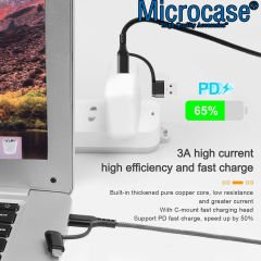 Microcase 4in1 PD 60W Lightning Type-C USB Hızlı Şarj ve Data Kablosu Örgülü 100 cm - AL3787