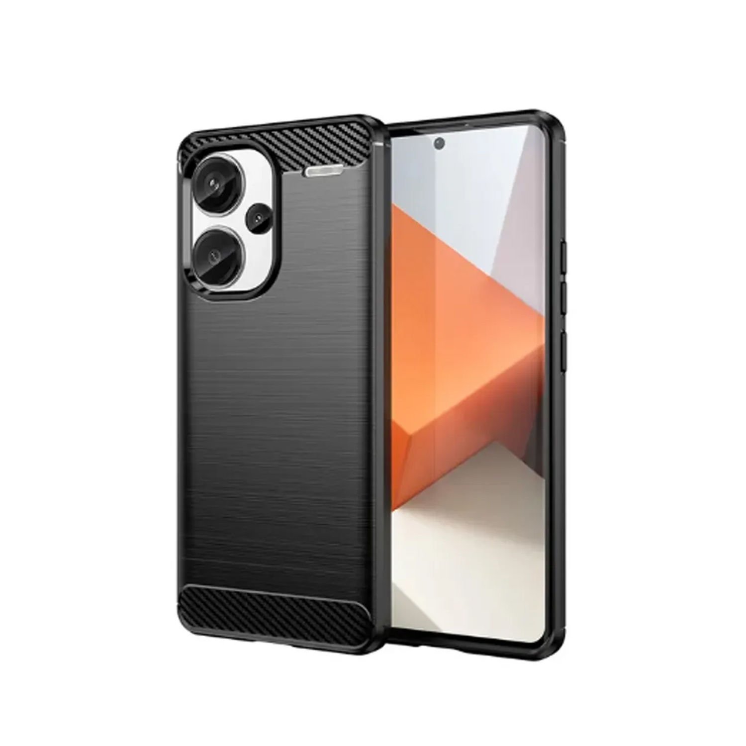 Microcase Xiaomi Redmi Note 13 Pro Plus Global Brushed Carbon Fiber Silikon Kılıf - Siyah AL3332