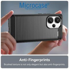 Microcase Xiaomi Redmi Note 13 Pro Plus Global Brushed Carbon Fiber Silikon Kılıf - Siyah AL3332
