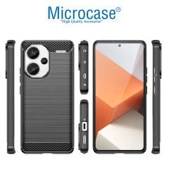 Microcase Xiaomi Redmi Note 13 Pro Plus Global Brushed Carbon Fiber Silikon Kılıf - Siyah AL3332