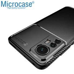 Microcase Xiaomi 12S Maxy Serisi Carbon Fiber Silikon TPU Kılıf - Siyah