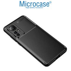 Microcase Xiaomi 12S Maxy Serisi Carbon Fiber Silikon TPU Kılıf - Siyah