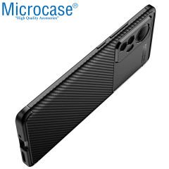 Microcase Xiaomi 12S Maxy Serisi Carbon Fiber Silikon TPU Kılıf - Siyah