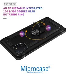 Microcase Samsung Galaxy Note 10 Lite - A81 - M60S Anka Serisi Yüzük Standlı Armor Kılıf - Siyah