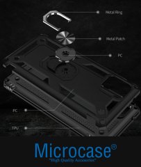 Microcase Samsung Galaxy Note 10 Lite - A81 - M60S Anka Serisi Yüzük Standlı Armor Kılıf - Siyah
