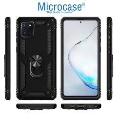 Microcase Samsung Galaxy Note 10 Lite - A81 - M60S Anka Serisi Yüzük Standlı Armor Kılıf - Siyah