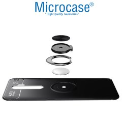 Microcase Oppo A5 2020 - Oppo A9 2020 Focus Serisi Yüzük Standlı Silikon Kılıf - Siyah + Tempered Glass Cam Koruma