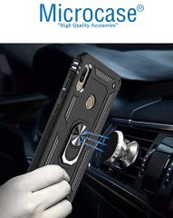 Microcase Huawei Y6S 2019 - Y6 2019 Anka Serisi Yüzük Standlı Armor Kılıf - Siyah