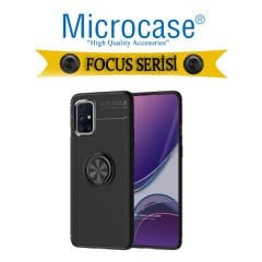 Microcase Samsung Galaxy M31s Focus Serisi Yüzük Standlı Silikon Kılıf - Siyah
