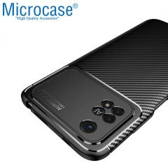 Microcase Xiaomi Poco M4 Pro 4G Maxy Serisi Carbon Fiber Silikon TPU Kılıf - Siyah