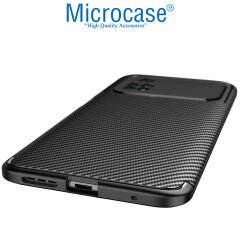 Microcase Xiaomi Poco M4 Pro 4G Maxy Serisi Carbon Fiber Silikon TPU Kılıf - Siyah