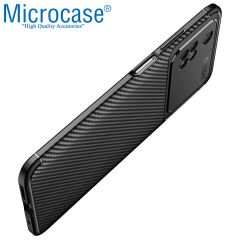 Microcase Xiaomi Poco M4 Pro 4G Maxy Serisi Carbon Fiber Silikon TPU Kılıf - Siyah
