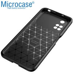 Microcase Xiaomi Poco M4 Pro 4G Maxy Serisi Carbon Fiber Silikon TPU Kılıf - Siyah
