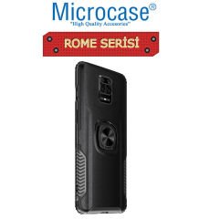 Microcase Xiaomi Redmi Note 9 Pro Rome Serisi Yüzük Standlı Armor Kılıf - Siyah