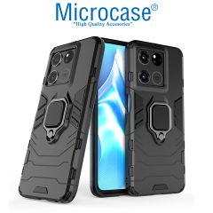 Microcase Oppo A57 / Oppo A77 (4G) Batman Serisi Yüzük Standlı Armor Kılıf - Siyah AL3349