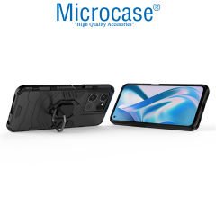 Microcase Oppo A57 / Oppo A77 (4G) Batman Serisi Yüzük Standlı Armor Kılıf - Siyah AL3349