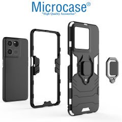 Microcase Oppo A57 / Oppo A77 (4G) Batman Serisi Yüzük Standlı Armor Kılıf - Siyah AL3349