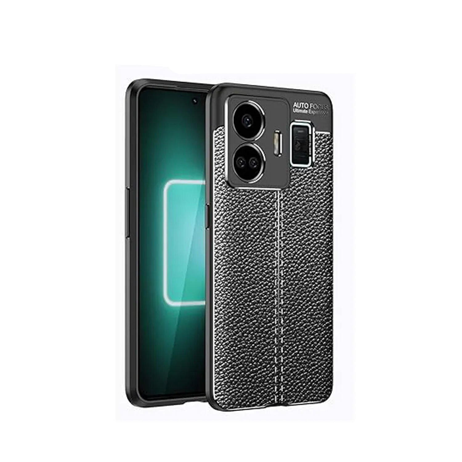 Microcase Realme GT3 / GT Neo 5 Leather Serisi Deri Efekt Silikon Kılıf - Siyah AL3337