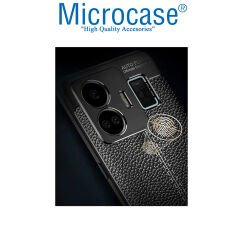 Microcase Realme GT3 / GT Neo 5 Leather Serisi Deri Efekt Silikon Kılıf - Siyah AL3337