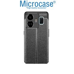 Microcase Realme GT3 / GT Neo 5 Leather Serisi Deri Efekt Silikon Kılıf - Siyah AL3337
