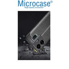 Microcase Realme GT3 / GT Neo 5 Leather Serisi Deri Efekt Silikon Kılıf - Siyah AL3337
