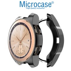 Microcase Samsung Galaxy Watch 42 mm Önü Açık Tasarım Silikon Kılıf - Siyah