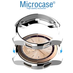 Microcase Samsung Galaxy Watch 42 mm Önü Açık Tasarım Silikon Kılıf - Gümüş