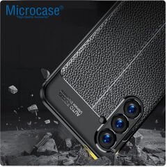 Microcase Samsung Galaxy S23 FE Leather Serisi Deri Efekt Silikon Kılıf - Siyah AL3337