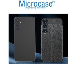 Microcase Samsung Galaxy S23 FE Leather Serisi Deri Efekt Silikon Kılıf - Siyah AL3337