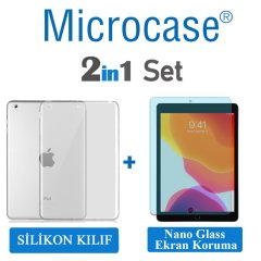 Microcase iPad 7.Nesil 10.2 2019 Silikon Tpu Soft Kılıf - Şeffaf + Nano Esnek Ekran Koruma Filmi