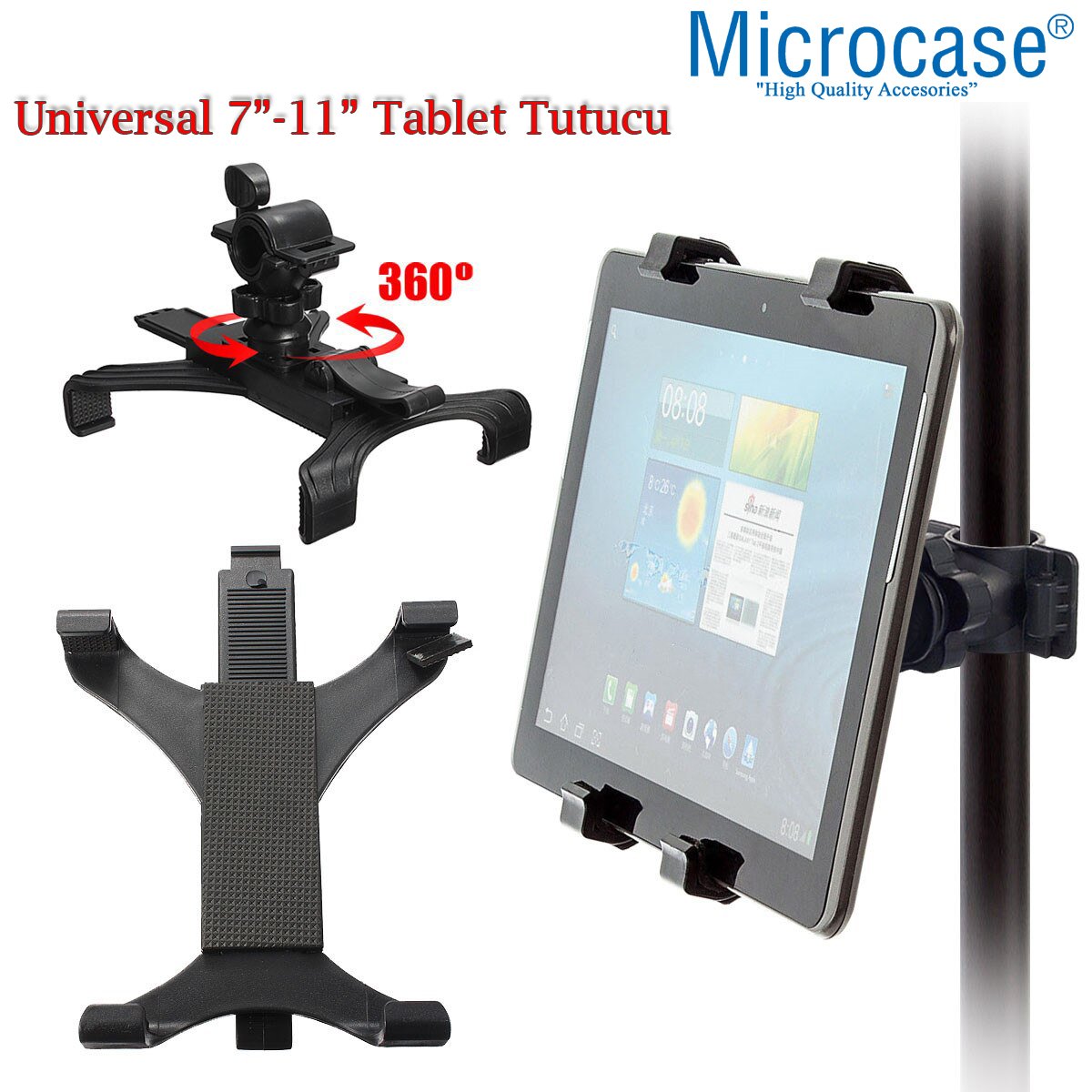 Microcase Universal Çok Amaçlı 7-11 inc Spor Bisikleti GYM Koşu Bandı Klipsli Tablet Tutucu - AL2460