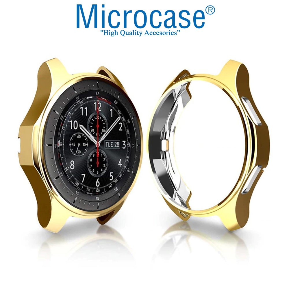 Microcase Samsung Galaxy Watch 42 mm Önü Açık Tasarım Silikon Kılıf - Gold