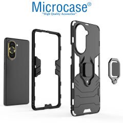 Microcase Huawei Nova 10 Batman Serisi Yüzük Standlı Armor Kılıf - Siyah AL3349