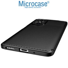 Microcase Huawei Nova 9 SE Maxy Serisi Carbon Fiber Silikon TPU Kılıf - Siyah