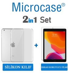Microcase iPad 7.Nesil 10.2 2019 Silikon Tpu Soft Kılıf - Şeffaf + Ekran Koruma Filmi