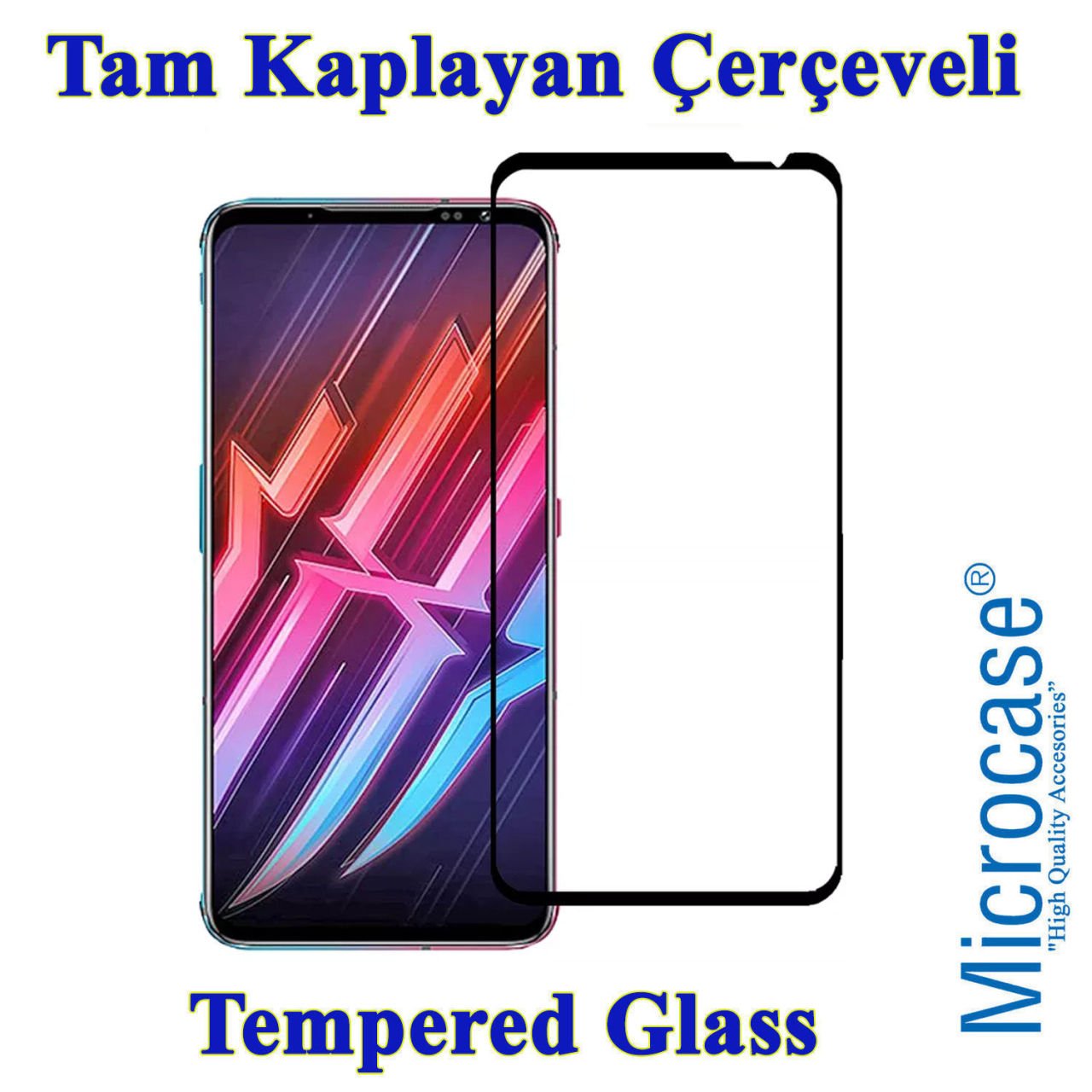 Microcase ZTE Nubia Red Magic 6 - Red Magic 6 Pro Tam Kaplayan Çerçeveli Tempered Ekran Koruyucu - SİYAH