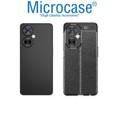 Microcase Oneplus Nord CE 3 Lite Leather Serisi Deri Efekt Silikon Kılıf - Siyah AL3337