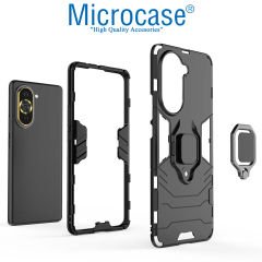 Microcase Huawei Nova 10 Pro Batman Serisi Yüzük Standlı Armor Kılıf - Siyah AL3349