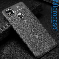 Microcase Xiaomi Redmi 9C Leather Tpu Silikon Kılıf - Siyah