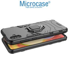 Microcase Samsung Galaxy A04 Batman Serisi Yüzük Standlı Armor Kılıf - Siyah AL3349