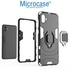 Microcase Samsung Galaxy A04 Batman Serisi Yüzük Standlı Armor Kılıf - Siyah AL3349