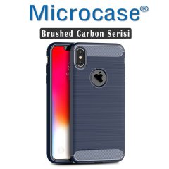iPhone XR Brushed Carbon Fiber Silikon TPU Kılıf + Ekran Koruma