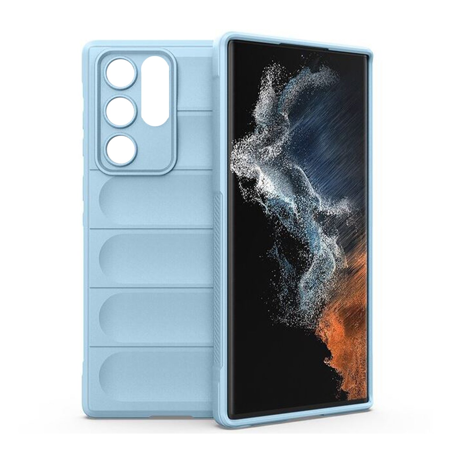Microcase Samsung Galaxy S21 Ultra Miami Serisi Darbeye Dayanıklı Silikon Kılıf - Açık Mavi