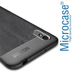 Microcase Redmi 9A Leather Tpu Silikon Kılıf - Siyah